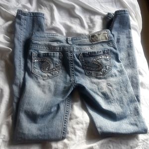 Silver skinny jeans Size 25